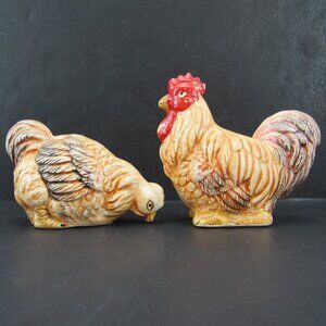 Vintage AMC Brown and Black Rooster Pepper Shaker and Hen Salt Shaker
